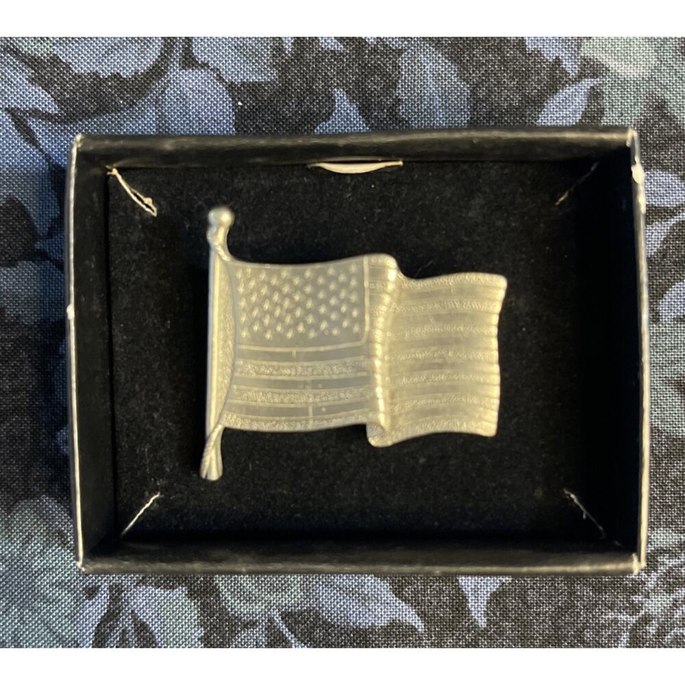 Longaberger Pewter Old Glory American Flag Brooch Pin Made In USA